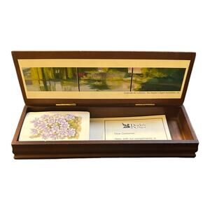 Vintage Reader's Digest Wooden Game Box with Floral Cards
